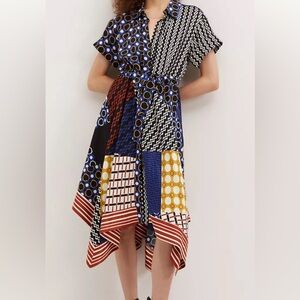 Anthropologie Maeve Midi Shirtdress w/Handkerchief Hem Size XSP